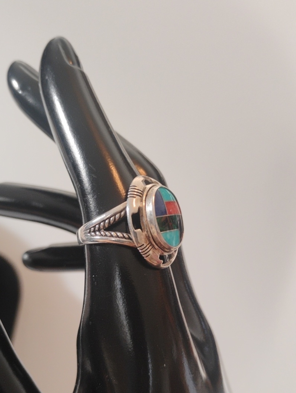 Carolyn Pollack Relios 925 Sterling Inlaid Stones Ring Size 8 - Picture 3 of 7